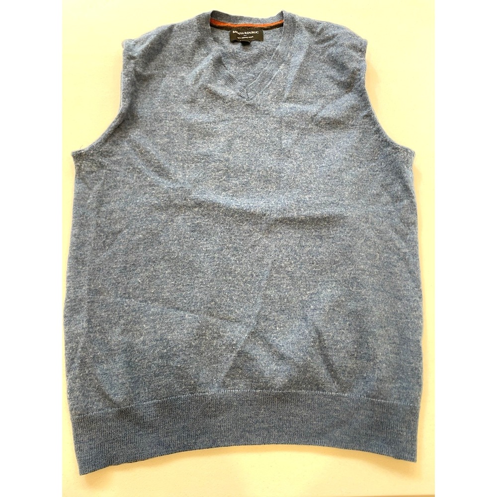 Banana Republic 100% Merino Wool Sweater Vest Size Men's Medium Blue Fall Preppy